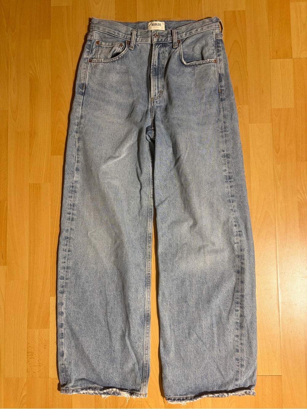 Anthropologie Agolde Low Curve Jean in Force Mid Wash 26 Bowed Barrel Leg - Picture 8 of 15